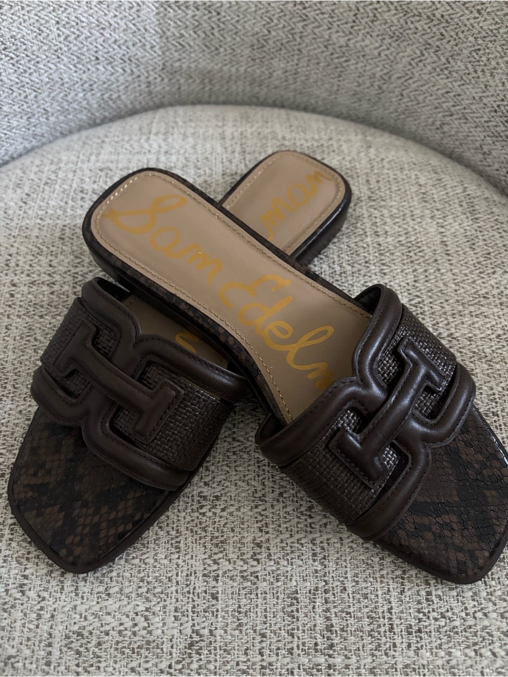 Sam Edelman Brown Textured Slide Mules